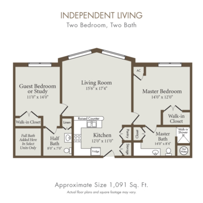 Independent Living - Two Bed, Two Bath retirement home - Holly Hall in Houston, Texas